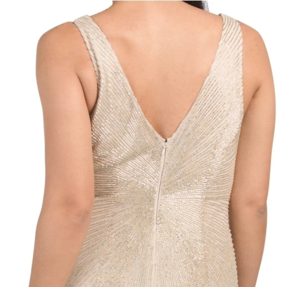 Aidan Mattox Women's Plunging V Neck Gown - Picture 5 of 15